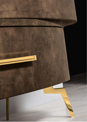 Comò con specchio Comodini Armadio da camera in legno Design moderno Marrone Set