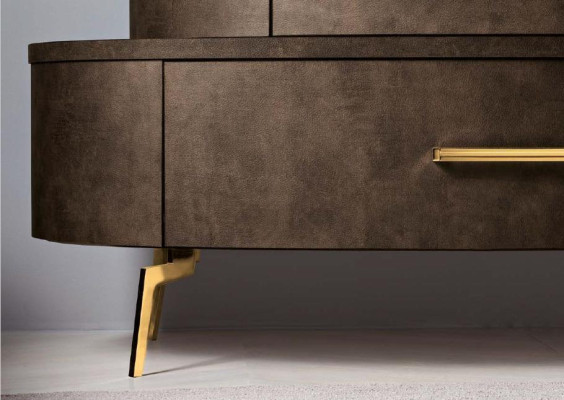 Comò con specchio Comodini Armadio da camera in legno Design moderno Marrone Set