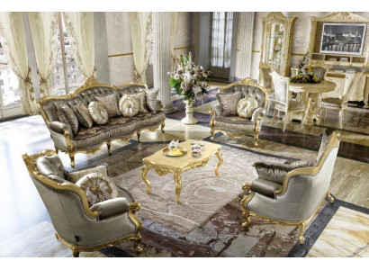 Poltrona Relax in tessuto Lounge Club Imbottita Design Divano Posti a sedere di lusso Oro Nuovo