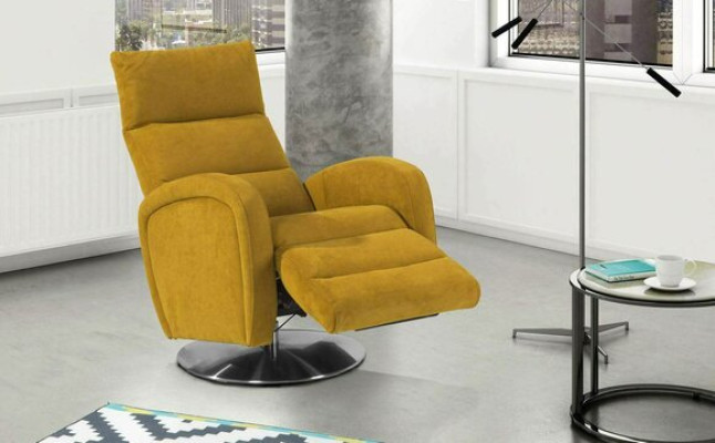 Poltrona lounge, sedia designer, divano imbottito a una piazza, relax, girevole, in tessuto per la televisione.