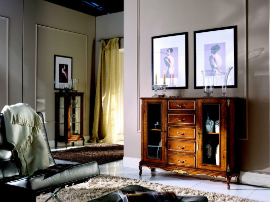 Arredamento Armadio Vetrina in vetro Comò Armadi Stile barocco Mobili in legno