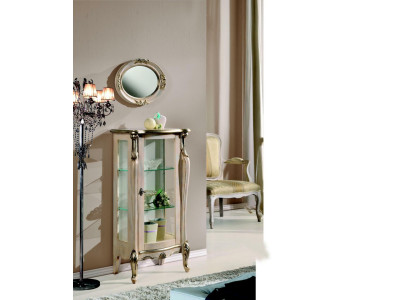 Mobili in stile barocco in legno, scaffali, vetrina in vetro, credenza in vetro, mobili italiani.