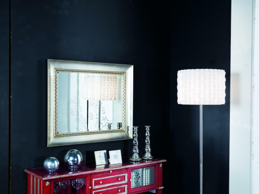 Specchio da parete classico con cornice in legno, specchio da appendere di lusso, cornice in vetro argento per mobili.