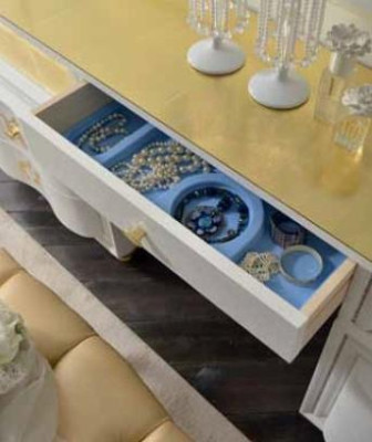 Set lussuoso, specchio da toeletta XXL, console, comò camera da letto moderna completa