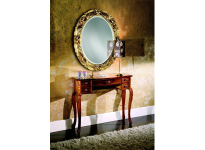 Mobili italiani, set di due pezzi con segretaria e specchio in legno massello stile barocco.