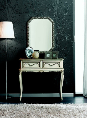 Mobili Stile Barocco Consolle da Parete Tavolo Bianco Classico in Legno 90 cm Nuovo.