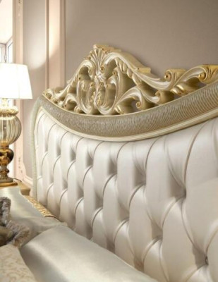 Letto matrimoniale Letto di lusso Letti in legno Telaio letto Beige Design Moderno