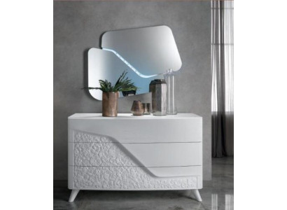 Comò con specchio in legno Mobili comodini Armadio Camera da letto Bianco Madia Nuova