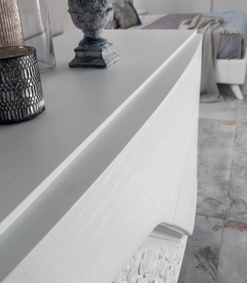 Comò con specchio in legno Mobili comodini Armadio Camera da letto Bianco Madia Nuova