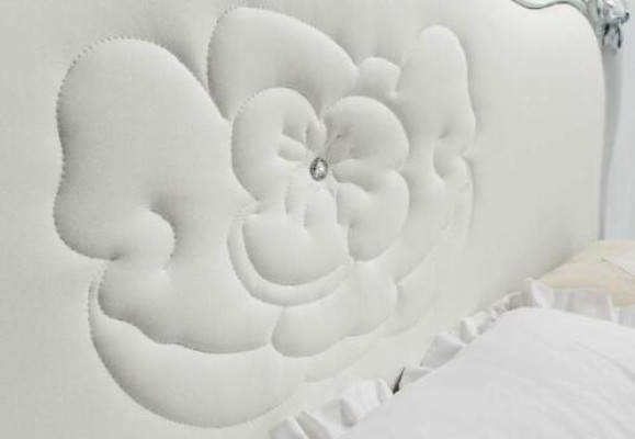 Letto Bianco Camera da letto Letti Legno Mobili di lusso Design Classico Hotel Matrimoniale