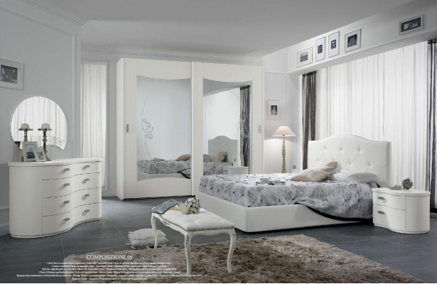 Comò bianco stile italiano in legno, cassettiere, mobili classici, design nuovo.