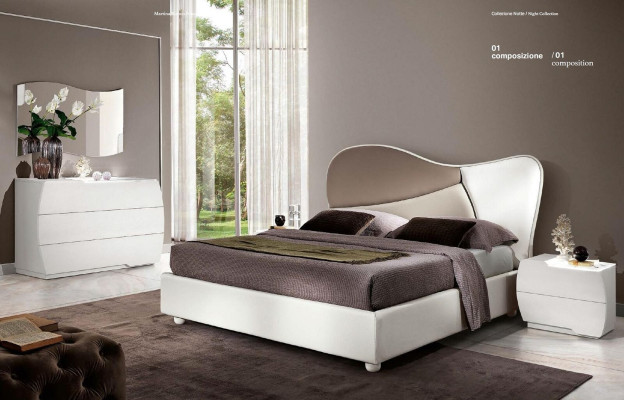 Letto matrimoniale di lusso telaio letto bianco Letto matrimoniale in pelle legno Design moderno Nuovo