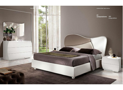 Letto matrimoniale di lusso telaio letto bianco Letto matrimoniale in pelle legno Design moderno Nuovo