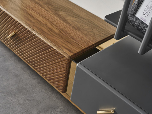 Set parete unità mobile TV RTV lowboard credenza mensole legno marrone