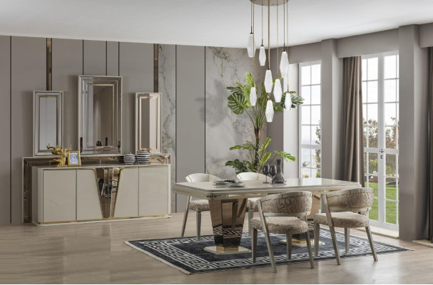 Mobiletto credenza soggiorno in legno moderno beige di lusso design