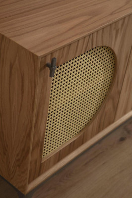 Contenitore con specchio credenza credenze legno armadio mobili marrone nuovo