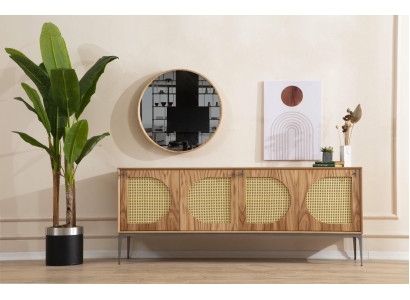 Contenitore con specchio credenza credenze legno armadio mobili marrone nuovo