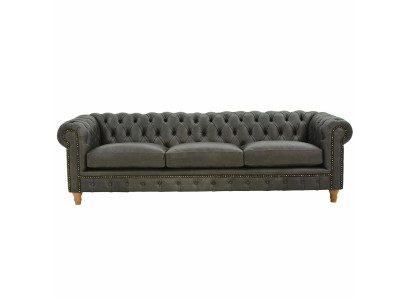 Design Divano in Pelle Chesterfield - Tre posti Imbottito 240cm Nuovo