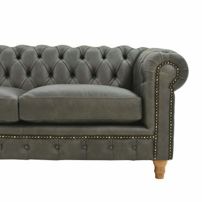Design Divano in Pelle Chesterfield - Tre posti Imbottito 240cm Nuovo