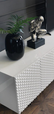 Divano ad angolo a L con mensola TV, design divani imbottiti in tessuto 2 pezzi.