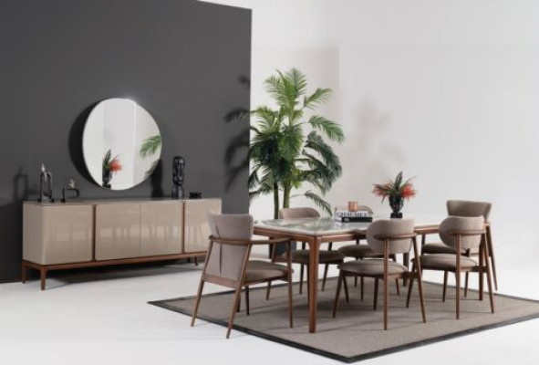 Sedia da pranzo design tessuto imbottito stile moderno poltrona a braccioli