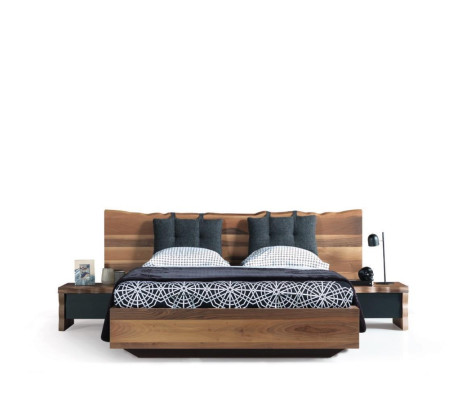 Camera da letto Letto 2x Comodino Armadio Abbinato Legno Moderno Set
