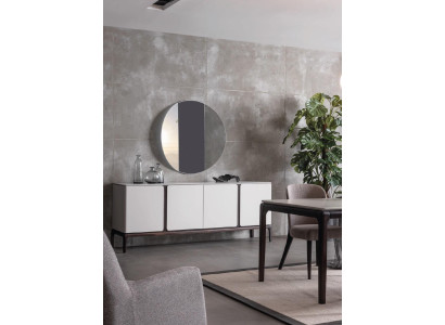 Set da pranzo con tavolo, 2 sedie, credenza, specchio, panca, nuovo - Set da pranzo 6 pezzi.