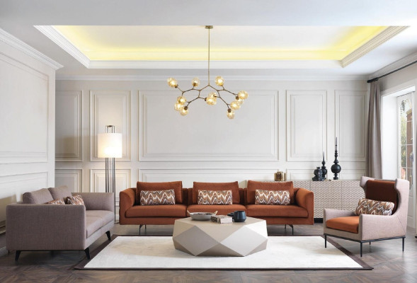 Divano soggiorno 4 posti cuscino seduta design marrone