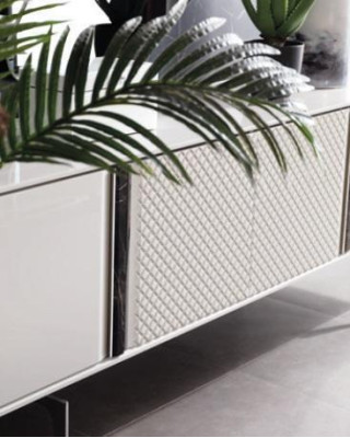 Sala da pranzo moderna con mobili specchio grigio di lusso di design elegante nuovo 2 pezzi.