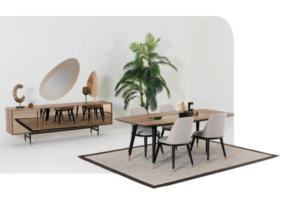 Tavolo da pranzo Moderno per sala da pranzo, soggiorno, cucina, design tavolo in acciaio inossidabile.