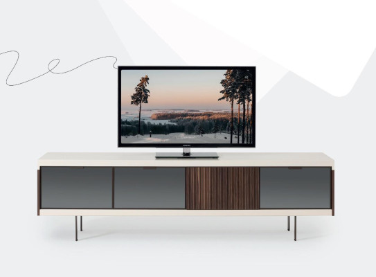 Mobile basso RTV scaffale credenza design di lusso in legno bianco 225cm