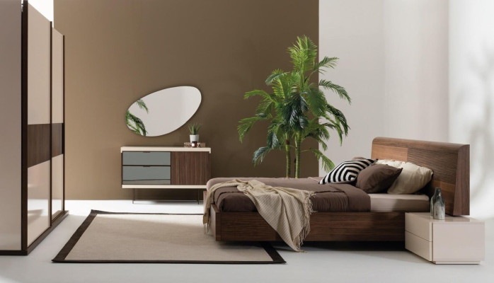 Camera da letto Consolle Armadi di lusso in legno con design moderno in vetro