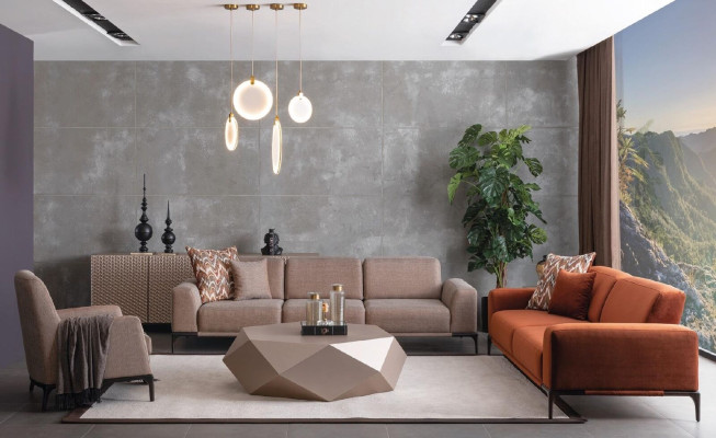 Design poltrona soggiorno divano lusso imbottitura moderno marrone legno tessuto