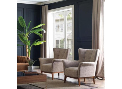 Chesterfield poltrona divano imbottita di lusso in legno con stile tessile moderno lounge.