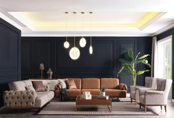 Chesterfield poltrona divano imbottita di lusso in legno con stile tessile moderno lounge.