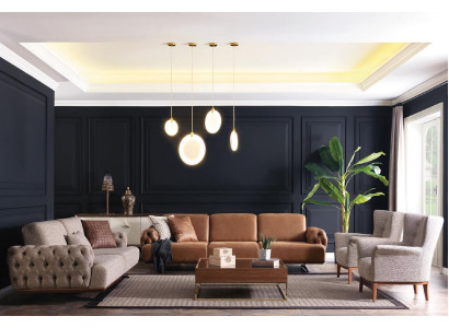 Chesterfield poltrona divano imbottita di lusso in legno con stile tessile moderno lounge.