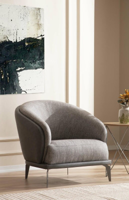 Poltrona monoposto di lusso 1 posto, seduta imbottita, design grigio, tessuto seduta nuovo.