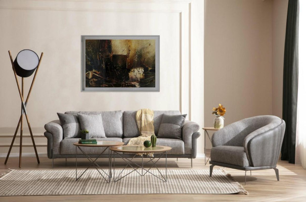 Poltrona monoposto di lusso 1 posto, seduta imbottita, design grigio, tessuto seduta nuovo.