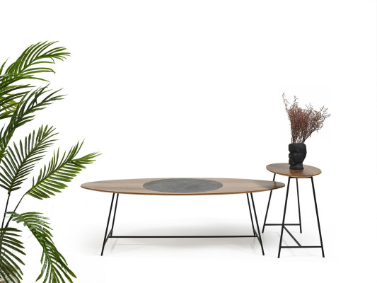 Tavolino moderno tavolino da salotto tavolino design ovale in legno per soggiorno 2 pezzi.