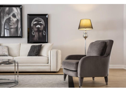 Poltrona singola di lusso, rivestita in tessuto marrone per il salotto, nuova.