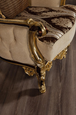 Set di divani d'epoca barocca e rococò in oro completo con 5 pezzi. Nuovo.