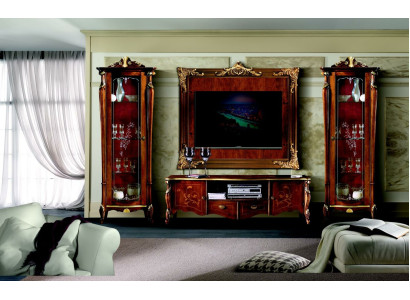 Set di arredi 4 pezzi Mobili italiani 2x Vetrina Credenza Pannello TV Armadio