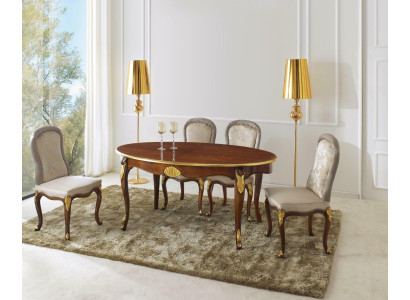 Set di 5 pezzi: tavolo da pranzo e 4 sedie, gruppo di mobili da sala da pranzo di lusso, mobili italiani.