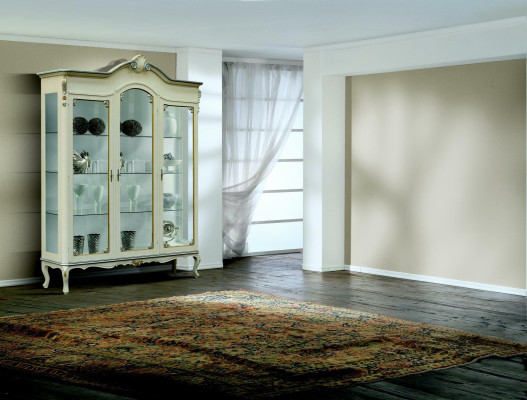 Design Mobili di lusso in legno italiano Armadio Vetrina Barocco Bianco Soggiorno xxl Nuovo