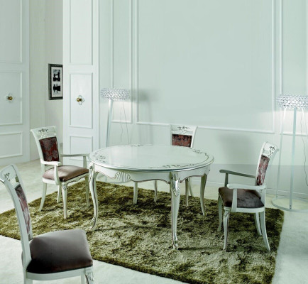 Mobili italiani Tavolo da pranzo 4 sedie Legno Set da pranzo Tavolo Design classico