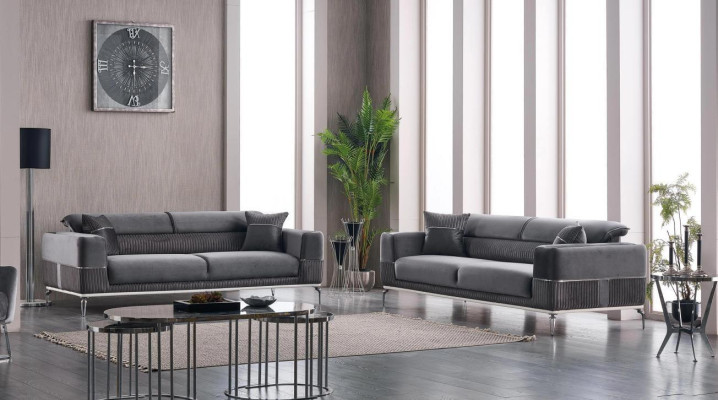 Grigio divano design mobili da club Divani 3+3 posti Imbottiti 230 cm Divani