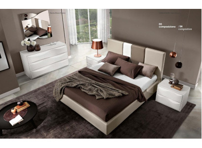 Set di biancheria 6 pezzi per camera da letto con letto, comodino, cassettiera, specchio e armadio