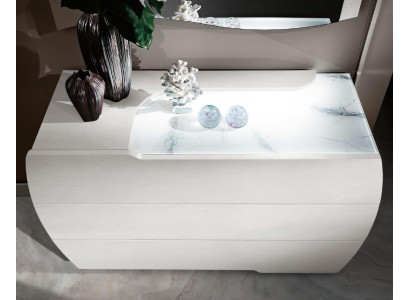 Set di lusso 6 pezzi camera da letto con letto, comodino, cassettiera, specchio, armadio in legno.
