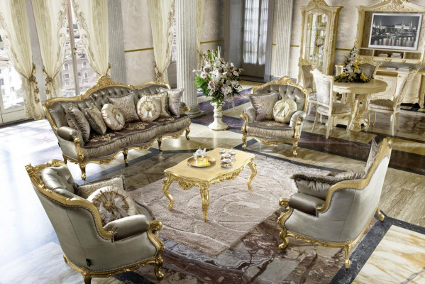 Set di mobili Tavolo e 4 sedie Lusso Sala da pranzo Gruppo di mobili 5 pezzi Italia