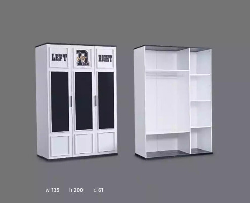 Stanza dei bambini Camera da letto Mobili Set completo Camera per ragazzi Nero Bianco 3 pezzi.